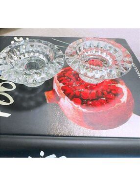 Vintage Clear Pressed Glass Taper Candle Holders Set of 2